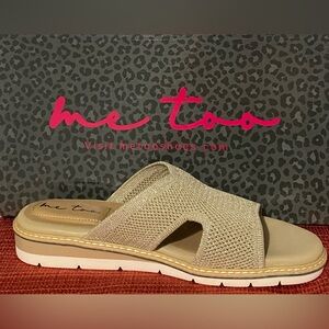 NEW..ME TOO WOMENS METALLIC MESH SLIDES SESAME COLOR SANDALS